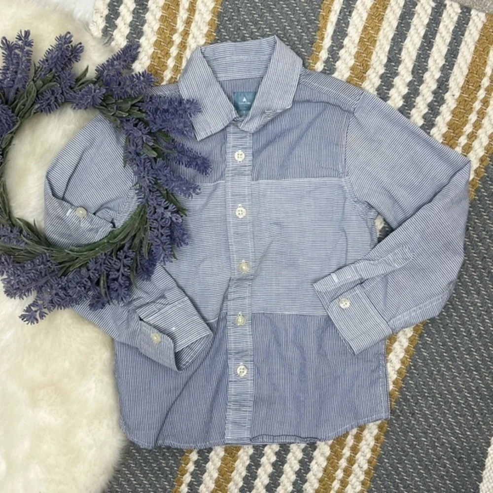 Baby Gap toddler striped blue white button down shirt C-10